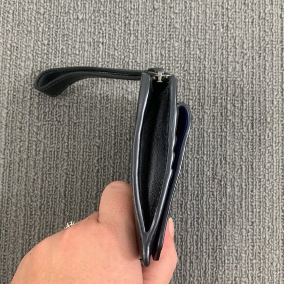 30 Studio Maggio Wallet Womens Small Black Blue Leather Snap Clutch Zip Wristlet - Picture 13 of 14